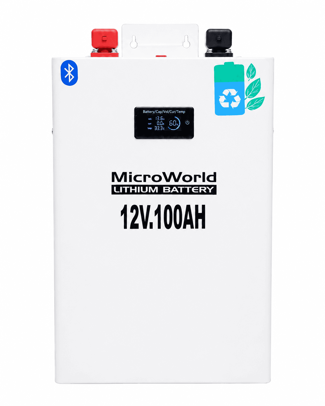 MicroWorld 12V 100Ah Smart Lithium Battery (Bluetooth & App) Wall Mount