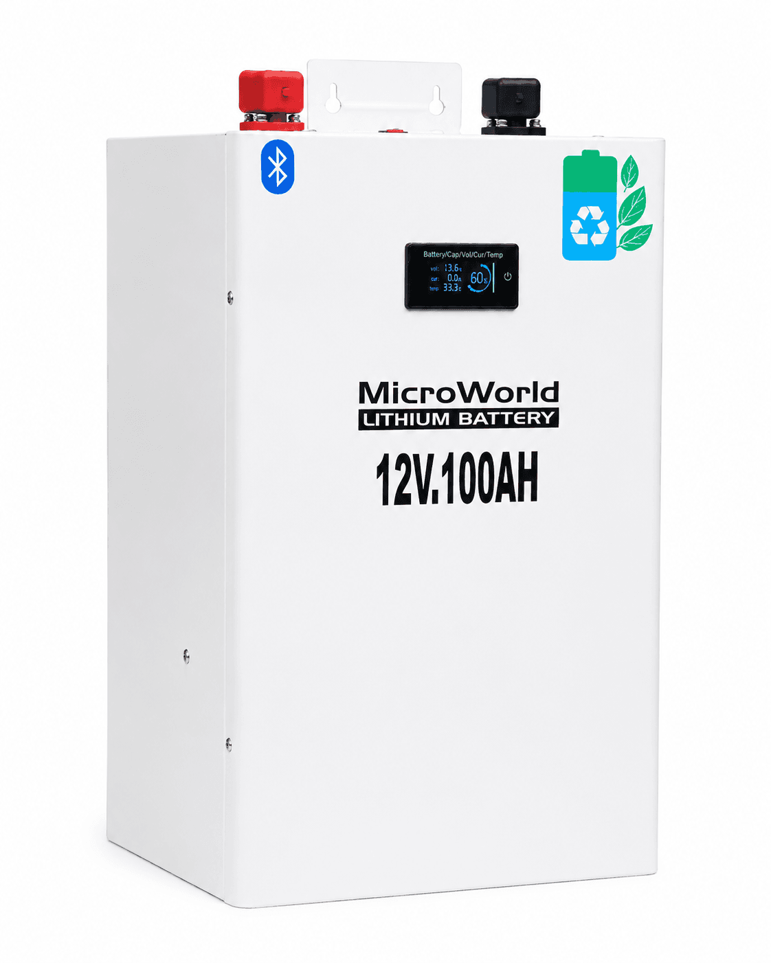 MicroWorld 12V 100Ah Smart Lithium Battery (Bluetooth & App) Wall Mount view 2