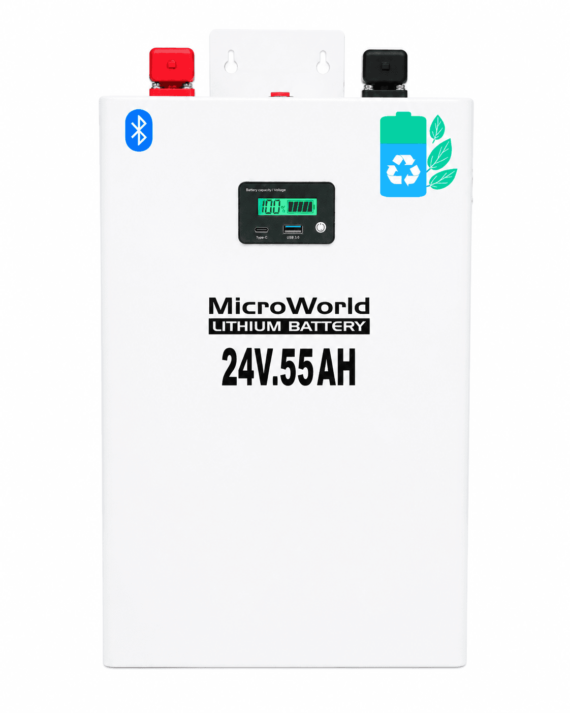 MicroWorld 24V 55Ah Smart Lithium Battery (with Built-in Fire Extinguisher)
