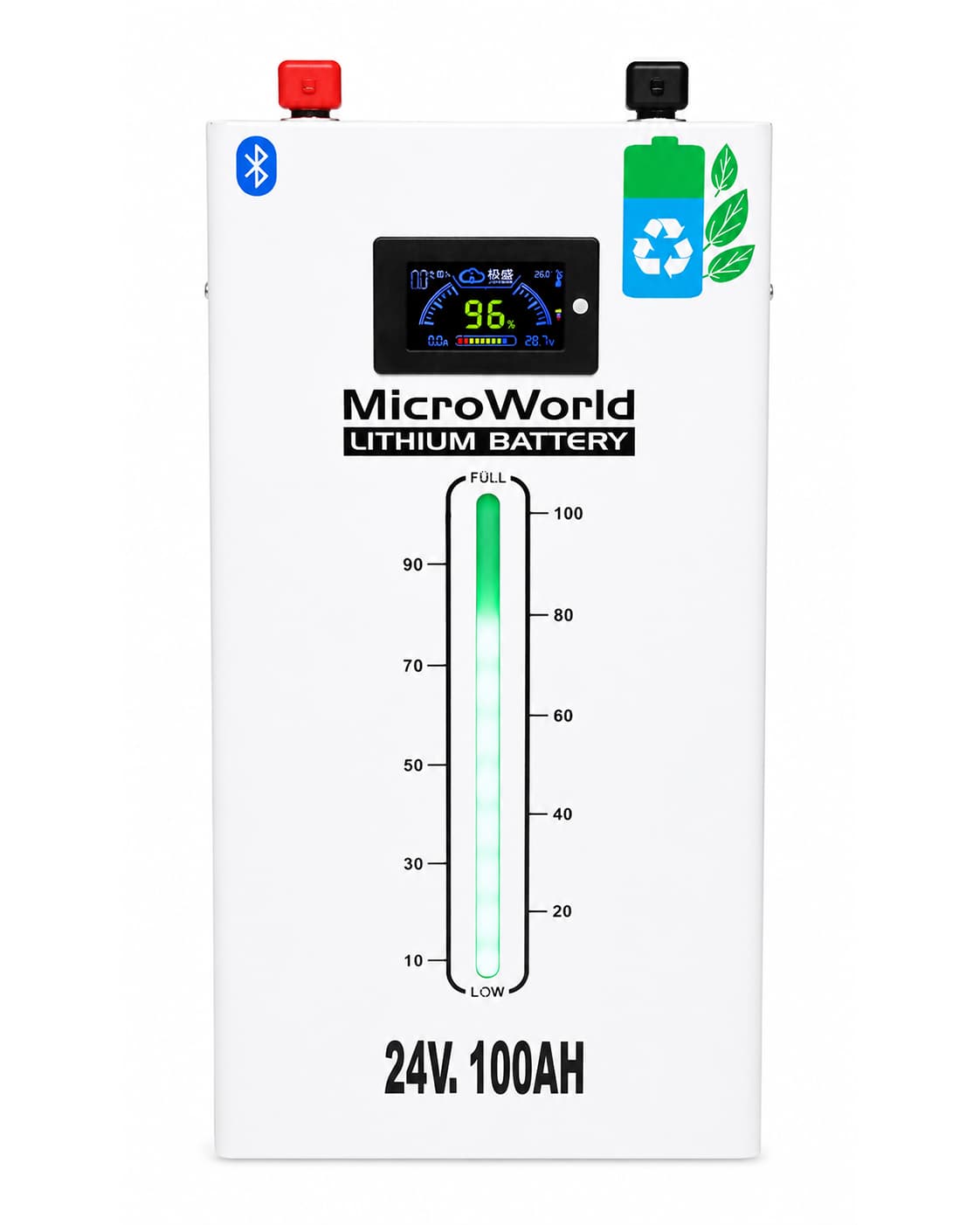 MicroWorld 24V 100Ah Smart Lithium Battery (Bluetooth & App)